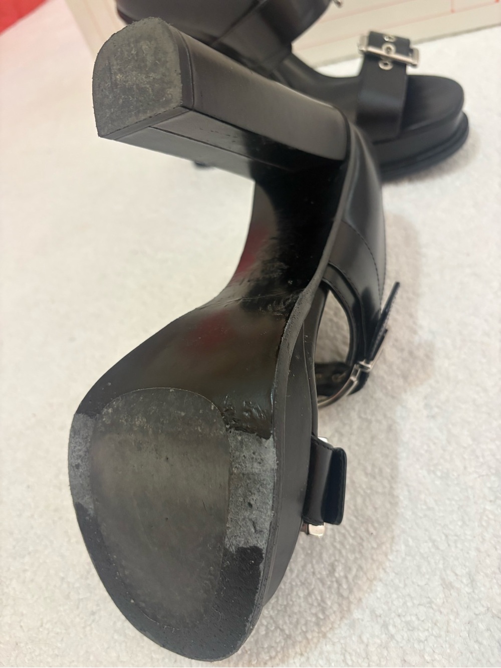 Alexander McQueen Black Leather Platform Buckle Heels - Picture 12 of 14